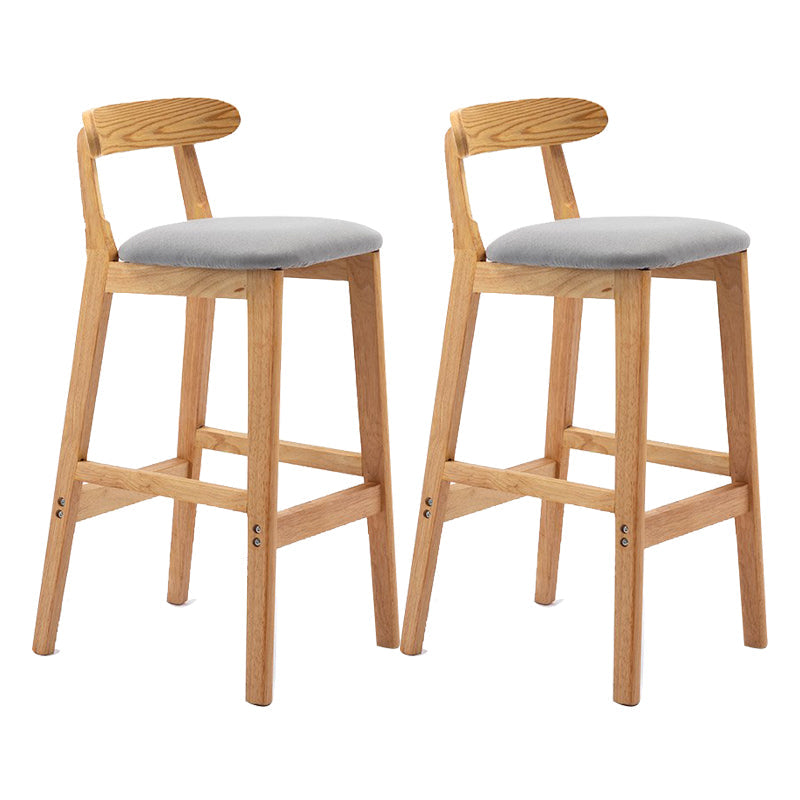 Scandinavian Milk Tea Shop Upholstered Stool Matte Finish Rubberwood Footrest Barstool Light Gray 2 Piece Set Clearhalo 'Bar Furniture' 'Bar Stools' 'bar_stools' 'furn' 'furn_bar_stools' 'Furniture' 'furniture_bar_stools' 'Kitchen & Dining Furniture' 4744968