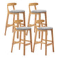 Scandinavian Milk Tea Shop Upholstered Stool Matte Finish Rubberwood Footrest Barstool Light Gray 4 Piece Set Clearhalo 'Bar Furniture' 'Bar Stools' 'bar_stools' 'furn' 'furn_bar_stools' 'Furniture' 'furniture_bar_stools' 'Kitchen & Dining Furniture' 4744970