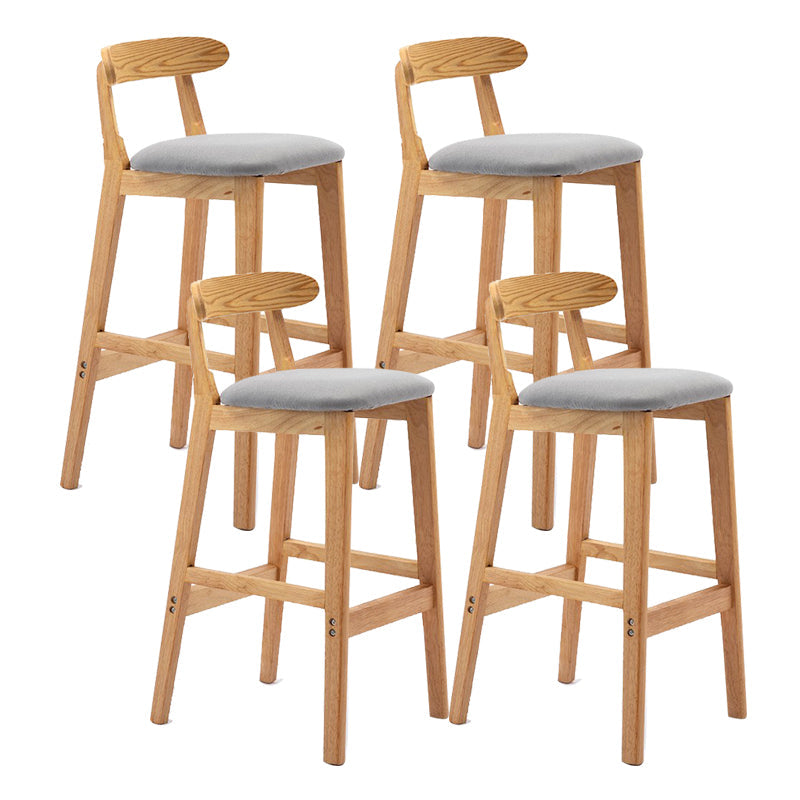 Scandinavian Milk Tea Shop Upholstered Stool Matte Finish Rubberwood Footrest Barstool Light Gray 4 Piece Set Clearhalo 'Bar Furniture' 'Bar Stools' 'bar_stools' 'furn' 'furn_bar_stools' 'Furniture' 'furniture_bar_stools' 'Kitchen & Dining Furniture' 4744970