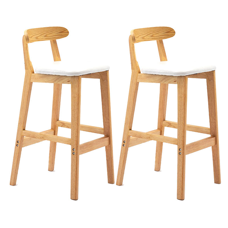 Scandinavian Milk Tea Shop Upholstered Stool Matte Finish Rubberwood Footrest Barstool White 2 Piece Set Clearhalo 'Bar Furniture' 'Bar Stools' 'bar_stools' 'furn' 'furn_bar_stools' 'Furniture' 'furniture_bar_stools' 'Kitchen & Dining Furniture' 4744972