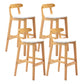 Scandinavian Milk Tea Shop Upholstered Stool Matte Finish Rubberwood Footrest Barstool White 4 Piece Set Clearhalo 'Bar Furniture' 'Bar Stools' 'bar_stools' 'furn' 'furn_bar_stools' 'Furniture' 'furniture_bar_stools' 'Kitchen & Dining Furniture' 4744973