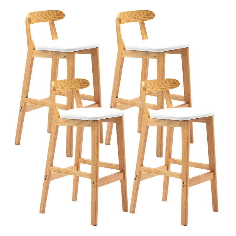 Scandinavian Milk Tea Shop Upholstered Stool Matte Finish Rubberwood Footrest Barstool White 4 Piece Set Clearhalo 'Bar Furniture' 'Bar Stools' 'bar_stools' 'furn' 'furn_bar_stools' 'Furniture' 'furniture_bar_stools' 'Kitchen & Dining Furniture' 4744973