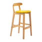 Scandinavian Milk Tea Shop Upholstered Stool Matte Finish Rubberwood Footrest Barstool Yellow 1 Piece Clearhalo 'Bar Furniture' 'Bar Stools' 'bar_stools' 'furn' 'furn_bar_stools' 'Furniture' 'furniture_bar_stools' 'Kitchen & Dining Furniture' 4744974