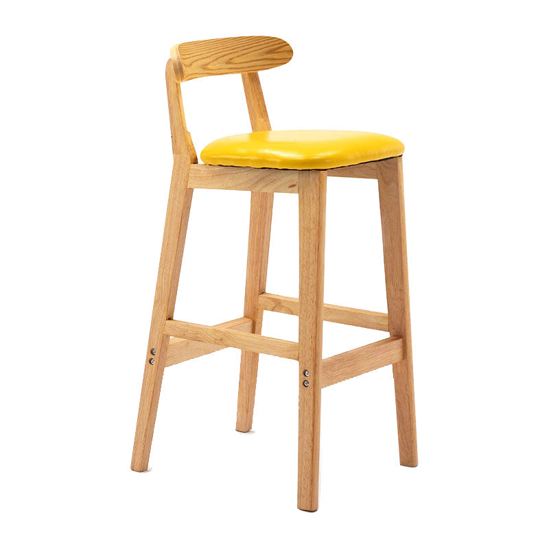 Scandinavian Milk Tea Shop Upholstered Stool Matte Finish Rubberwood Footrest Barstool Yellow 1 Piece Clearhalo 'Bar Furniture' 'Bar Stools' 'bar_stools' 'furn' 'furn_bar_stools' 'Furniture' 'furniture_bar_stools' 'Kitchen & Dining Furniture' 4744974