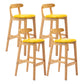 Scandinavian Milk Tea Shop Upholstered Stool Matte Finish Rubberwood Footrest Barstool Yellow 4 Piece Set Clearhalo 'Bar Furniture' 'Bar Stools' 'bar_stools' 'furn' 'furn_bar_stools' 'Furniture' 'furniture_bar_stools' 'Kitchen & Dining Furniture' 4744976
