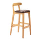 Scandinavian Milk Tea Shop Upholstered Stool Matte Finish Rubberwood Footrest Barstool Brown 1 Piece Clearhalo 'Bar Furniture' 'Bar Stools' 'bar_stools' 'furn' 'furn_bar_stools' 'Furniture' 'furniture_bar_stools' 'Kitchen & Dining Furniture' 4744977