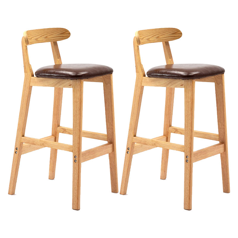 Scandinavian Milk Tea Shop Upholstered Stool Matte Finish Rubberwood Footrest Barstool Brown 2 Piece Set Clearhalo 'Bar Furniture' 'Bar Stools' 'bar_stools' 'furn' 'furn_bar_stools' 'Furniture' 'furniture_bar_stools' 'Kitchen & Dining Furniture' 4744978