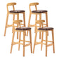 Scandinavian Milk Tea Shop Upholstered Stool Matte Finish Rubberwood Footrest Barstool Brown 4 Piece Set Clearhalo 'Bar Furniture' 'Bar Stools' 'bar_stools' 'furn' 'furn_bar_stools' 'Furniture' 'furniture_bar_stools' 'Kitchen & Dining Furniture' 4744979