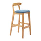 Scandinavian Milk Tea Shop Upholstered Stool Matte Finish Rubberwood Footrest Barstool Sky Blue 1 Piece Clearhalo 'Bar Furniture' 'Bar Stools' 'bar_stools' 'furn' 'furn_bar_stools' 'Furniture' 'furniture_bar_stools' 'Kitchen & Dining Furniture' 4744980