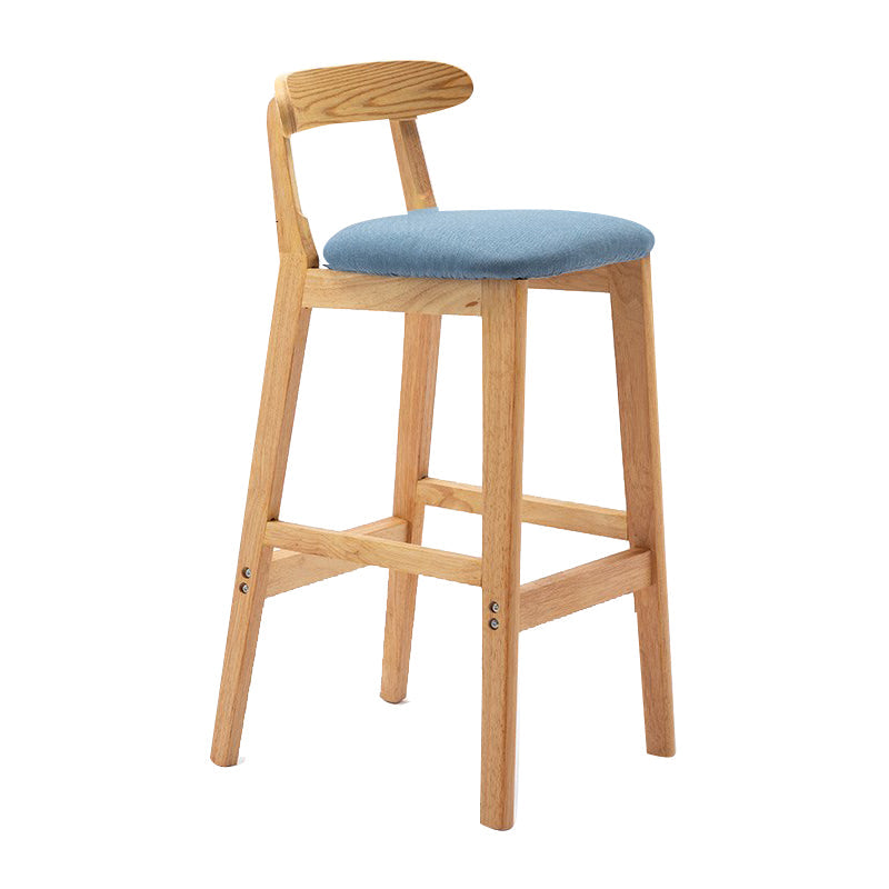 Scandinavian Milk Tea Shop Upholstered Stool Matte Finish Rubberwood Footrest Barstool Sky Blue 1 Piece Clearhalo 'Bar Furniture' 'Bar Stools' 'bar_stools' 'furn' 'furn_bar_stools' 'Furniture' 'furniture_bar_stools' 'Kitchen & Dining Furniture' 4744980