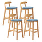 Scandinavian Milk Tea Shop Upholstered Stool Matte Finish Rubberwood Footrest Barstool Sky Blue 4 Piece Set Clearhalo 'Bar Furniture' 'Bar Stools' 'bar_stools' 'furn' 'furn_bar_stools' 'Furniture' 'furniture_bar_stools' 'Kitchen & Dining Furniture' 4744982