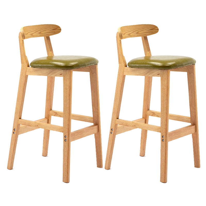 Scandinavian Milk Tea Shop Upholstered Stool Matte Finish Rubberwood Footrest Barstool Green 2 Piece Set Clearhalo 'Bar Furniture' 'Bar Stools' 'bar_stools' 'furn' 'furn_bar_stools' 'Furniture' 'furniture_bar_stools' 'Kitchen & Dining Furniture' 4744984