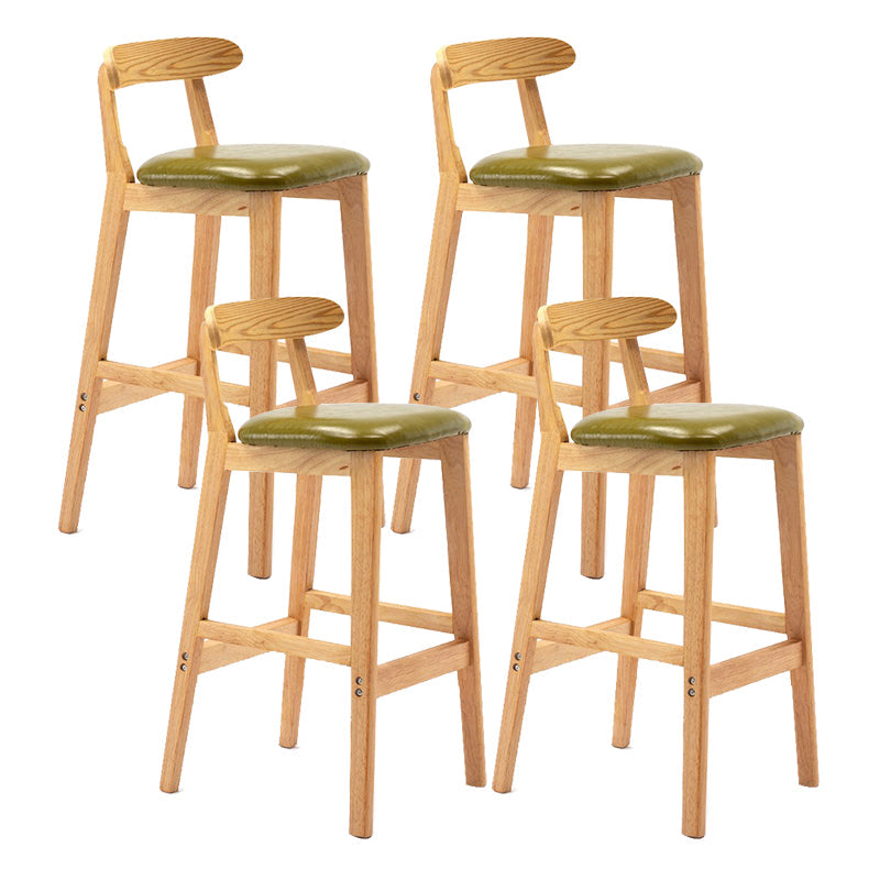 Scandinavian Milk Tea Shop Upholstered Stool Matte Finish Rubberwood Footrest Barstool Green 4 Piece Set Clearhalo 'Bar Furniture' 'Bar Stools' 'bar_stools' 'furn' 'furn_bar_stools' 'Furniture' 'furniture_bar_stools' 'Kitchen & Dining Furniture' 4744985
