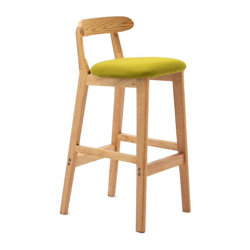 Scandinavian Milk Tea Shop Upholstered Stool Matte Finish Rubberwood Footrest Barstool Light Green 1 Piece Clearhalo 'Bar Furniture' 'Bar Stools' 'bar_stools' 'furn' 'furn_bar_stools' 'Furniture' 'furniture_bar_stools' 'Kitchen & Dining Furniture' 4744986