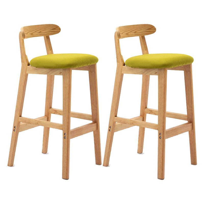 Scandinavian Milk Tea Shop Upholstered Stool Matte Finish Rubberwood Footrest Barstool Light Green 2 Piece Set Clearhalo 'Bar Furniture' 'Bar Stools' 'bar_stools' 'furn' 'furn_bar_stools' 'Furniture' 'furniture_bar_stools' 'Kitchen & Dining Furniture' 4744987