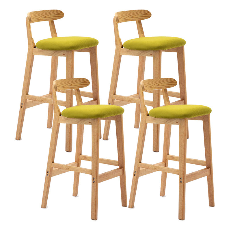 Scandinavian Milk Tea Shop Upholstered Stool Matte Finish Rubberwood Footrest Barstool Light Green 4 Piece Set Clearhalo 'Bar Furniture' 'Bar Stools' 'bar_stools' 'furn' 'furn_bar_stools' 'Furniture' 'furniture_bar_stools' 'Kitchen & Dining Furniture' 4744988