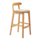 Scandinavian Milk Tea Shop Upholstered Stool Matte Finish Rubberwood Footrest Barstool Khaki 1 Piece Clearhalo 'Bar Furniture' 'Bar Stools' 'bar_stools' 'furn' 'furn_bar_stools' 'Furniture' 'furniture_bar_stools' 'Kitchen & Dining Furniture' 4744992