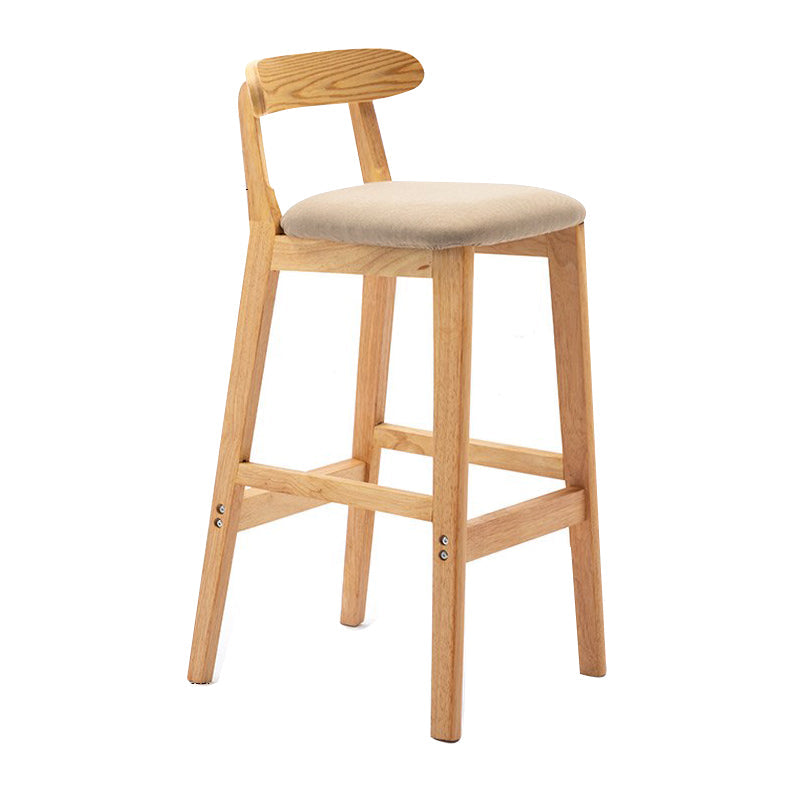 Scandinavian Milk Tea Shop Upholstered Stool Matte Finish Rubberwood Footrest Barstool Khaki 1 Piece Clearhalo 'Bar Furniture' 'Bar Stools' 'bar_stools' 'furn' 'furn_bar_stools' 'Furniture' 'furniture_bar_stools' 'Kitchen & Dining Furniture' 4744992
