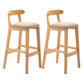Scandinavian Milk Tea Shop Upholstered Stool Matte Finish Rubberwood Footrest Barstool Khaki 2 Piece Set Clearhalo 'Bar Furniture' 'Bar Stools' 'bar_stools' 'furn' 'furn_bar_stools' 'Furniture' 'furniture_bar_stools' 'Kitchen & Dining Furniture' 4744993