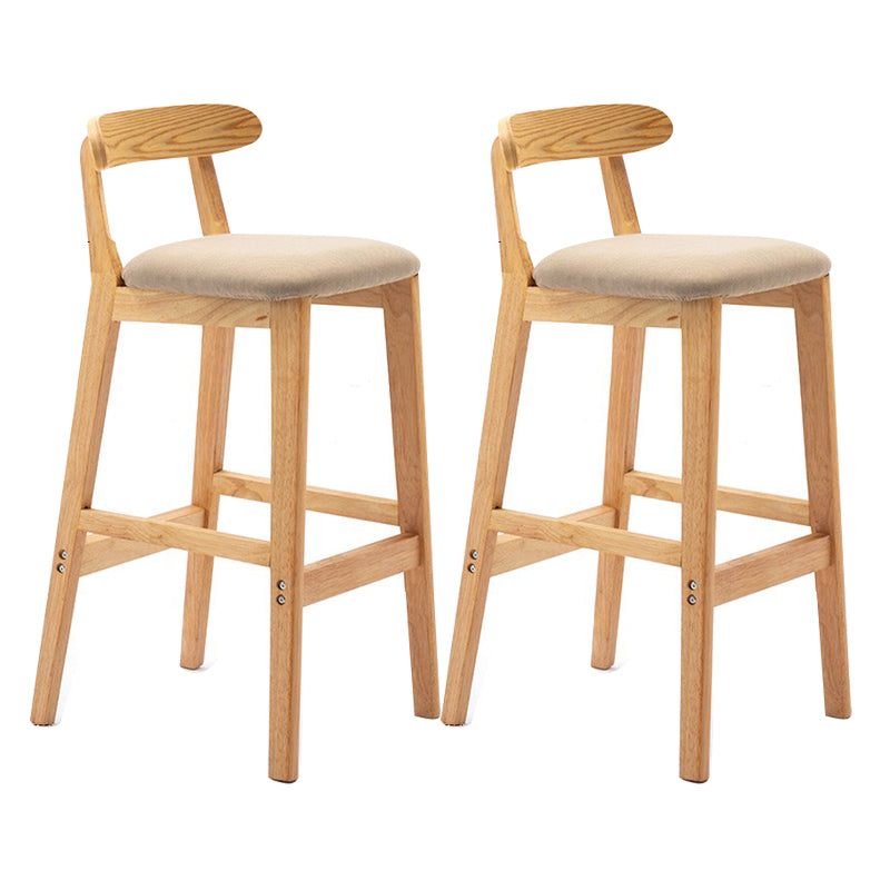 Scandinavian Milk Tea Shop Upholstered Stool Matte Finish Rubberwood Footrest Barstool Khaki 2 Piece Set Clearhalo 'Bar Furniture' 'Bar Stools' 'bar_stools' 'furn' 'furn_bar_stools' 'Furniture' 'furniture_bar_stools' 'Kitchen & Dining Furniture' 4744993