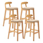 Scandinavian Milk Tea Shop Upholstered Stool Matte Finish Rubberwood Footrest Barstool Khaki 4 Piece Set Clearhalo 'Bar Furniture' 'Bar Stools' 'bar_stools' 'furn' 'furn_bar_stools' 'Furniture' 'furniture_bar_stools' 'Kitchen & Dining Furniture' 4744994