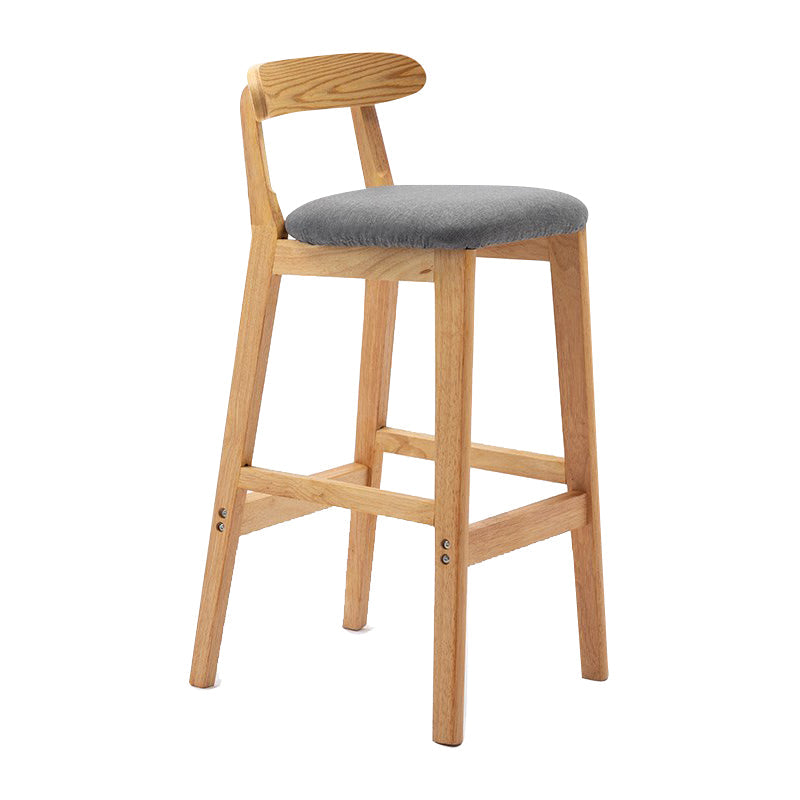 Scandinavian Milk Tea Shop Upholstered Stool Matte Finish Rubberwood Footrest Barstool Smoke Gray 1 Piece Clearhalo 'Bar Furniture' 'Bar Stools' 'bar_stools' 'furn' 'furn_bar_stools' 'Furniture' 'furniture_bar_stools' 'Kitchen & Dining Furniture' 4744995