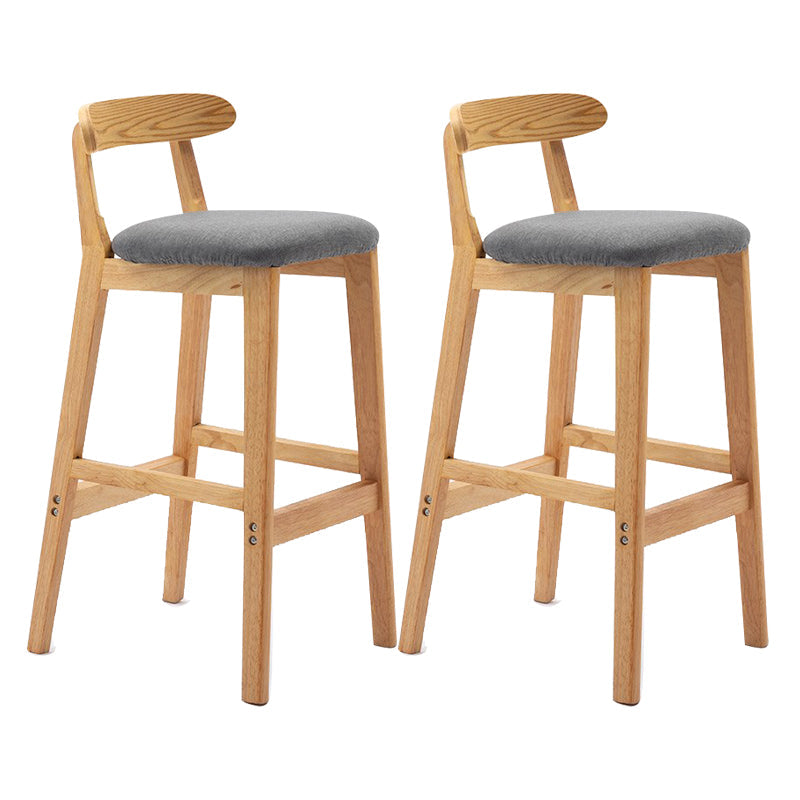 Scandinavian Milk Tea Shop Upholstered Stool Matte Finish Rubberwood Footrest Barstool Smoke Gray 2 Piece Set Clearhalo 'Bar Furniture' 'Bar Stools' 'bar_stools' 'furn' 'furn_bar_stools' 'Furniture' 'furniture_bar_stools' 'Kitchen & Dining Furniture' 4744996