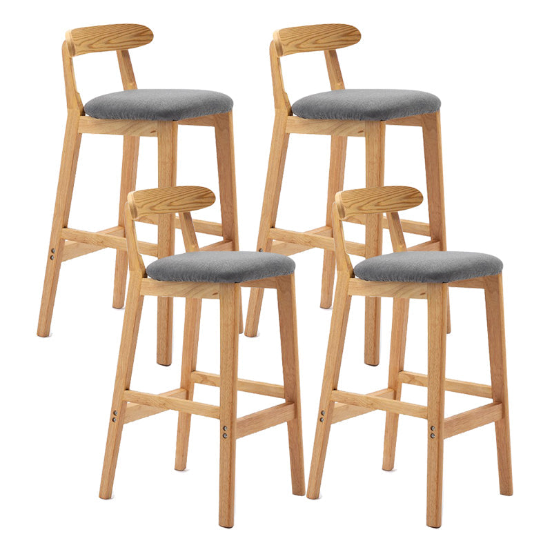 Scandinavian Milk Tea Shop Upholstered Stool Matte Finish Rubberwood Footrest Barstool Smoke Gray 4 Piece Set Clearhalo 'Bar Furniture' 'Bar Stools' 'bar_stools' 'furn' 'furn_bar_stools' 'Furniture' 'furniture_bar_stools' 'Kitchen & Dining Furniture' 4744997
