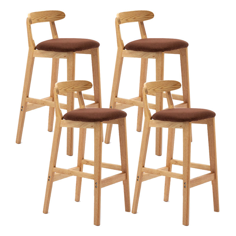 Scandinavian Milk Tea Shop Upholstered Stool Matte Finish Rubberwood Footrest Barstool Coffee 4 Piece Set Clearhalo 'Bar Furniture' 'Bar Stools' 'bar_stools' 'furn' 'furn_bar_stools' 'Furniture' 'furniture_bar_stools' 'Kitchen & Dining Furniture' 4745000