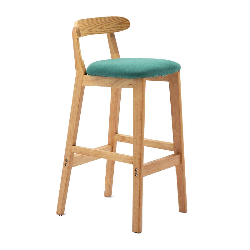 Scandinavian Milk Tea Shop Upholstered Stool Matte Finish Rubberwood Footrest Barstool Mint Green 1 Piece Clearhalo 'Bar Furniture' 'Bar Stools' 'bar_stools' 'furn' 'furn_bar_stools' 'Furniture' 'furniture_bar_stools' 'Kitchen & Dining Furniture' 4745001