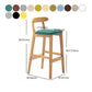 Scandinavian Milk Tea Shop Upholstered Stool Matte Finish Rubberwood Footrest Barstool Clearhalo 'Bar Furniture' 'Bar Stools' 'bar_stools' 'furn' 'furn_bar_stools' 'Furniture' 'furniture_bar_stools' 'Kitchen & Dining Furniture' 4745004