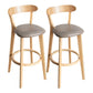 Scandinavian Rubberwood Milk Tea Shop Stool Matte Finish Upholstered Footrest Barstool Light Gray 2 Piece Set Clearhalo 'Bar Furniture' 'Bar Stools' 'bar_stools' 'furn' 'furn_bar_stools' 'Furniture' 'furniture_bar_stools' 'Kitchen & Dining Furniture' 4745025