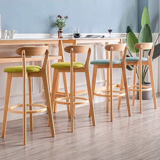 Scandinavian Rubberwood Milk Tea Shop Stool Matte Finish Upholstered Footrest Barstool Clearhalo 'Bar Furniture' 'Bar Stools' 'bar_stools' 'furn' 'furn_bar_stools' 'Furniture' 'furniture_bar_stools' 'Kitchen & Dining Furniture' 4745026