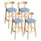 Scandinavian Rubberwood Milk Tea Shop Stool Matte Finish Upholstered Footrest Barstool Light Blue 4 Piece Set Clearhalo 'Bar Furniture' 'Bar Stools' 'bar_stools' 'furn' 'furn_bar_stools' 'Furniture' 'furniture_bar_stools' 'Kitchen & Dining Furniture' 4745042