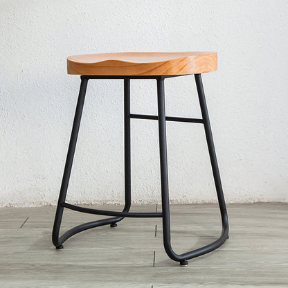 Modern Style Backless Bar-stool Saddle Seat Bar Stool with Metal Legs Wood 1 Piece Clearhalo 'Bar Furniture' 'Bar Stools' 'bar_stools' 'furn' 'furn_bar_stools' 'Furniture' 'furniture_bar_stools' 'Kitchen & Dining Furniture' 4745107