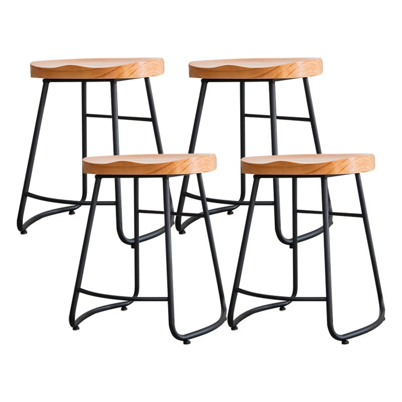 Modern Style Backless Bar-stool Saddle Seat Bar Stool with Metal Legs Wood 4 Piece Set Clearhalo 'Bar Furniture' 'Bar Stools' 'bar_stools' 'furn' 'furn_bar_stools' 'Furniture' 'furniture_bar_stools' 'Kitchen & Dining Furniture' 4745108