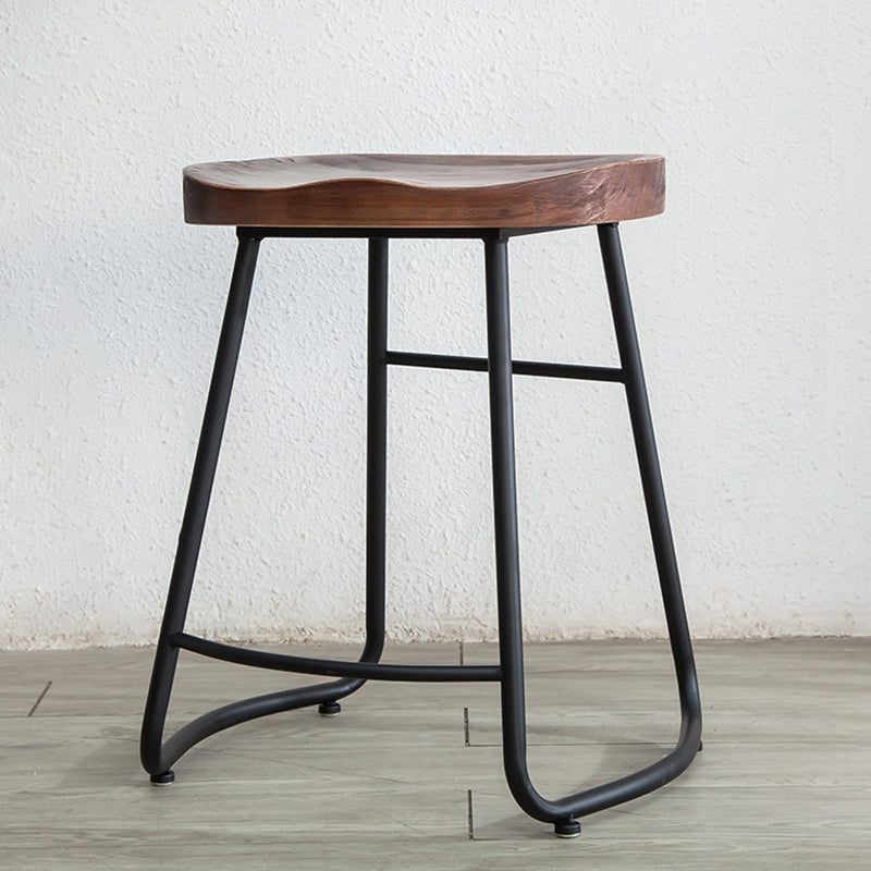 Modern Style Backless Bar-stool Saddle Seat Bar Stool with Metal Legs Walnut 1 Piece Clearhalo 'Bar Furniture' 'Bar Stools' 'bar_stools' 'furn' 'furn_bar_stools' 'Furniture' 'furniture_bar_stools' 'Kitchen & Dining Furniture' 4745110