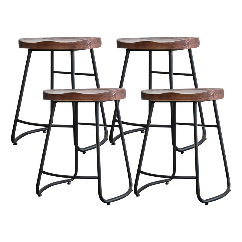 Modern Style Backless Bar-stool Saddle Seat Bar Stool with Metal Legs Walnut 4 Piece Set Clearhalo 'Bar Furniture' 'Bar Stools' 'bar_stools' 'furn' 'furn_bar_stools' 'Furniture' 'furniture_bar_stools' 'Kitchen & Dining Furniture' 4745112