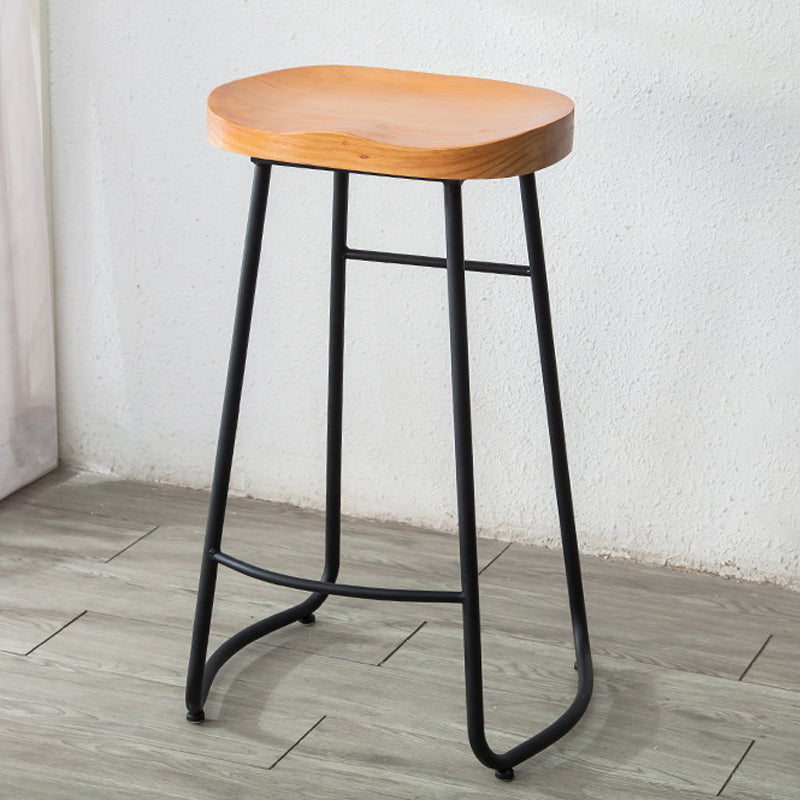 Modern Style Backless Bar-stool Saddle Seat Bar Stool with Metal Legs Wood 1 Piece Clearhalo 'Bar Furniture' 'Bar Stools' 'bar_stools' 'furn' 'furn_bar_stools' 'Furniture' 'furniture_bar_stools' 'Kitchen & Dining Furniture' 4745114