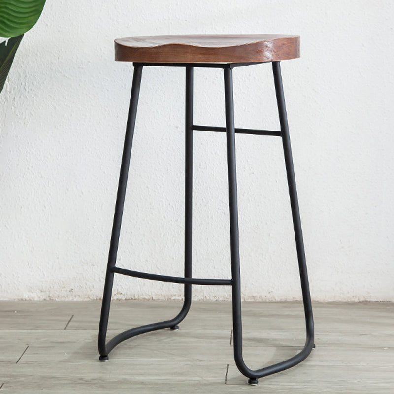 Modern Style Backless Bar-stool Saddle Seat Bar Stool with Metal Legs Walnut 1 Piece Clearhalo 'Bar Furniture' 'Bar Stools' 'bar_stools' 'furn' 'furn_bar_stools' 'Furniture' 'furniture_bar_stools' 'Kitchen & Dining Furniture' 4745118