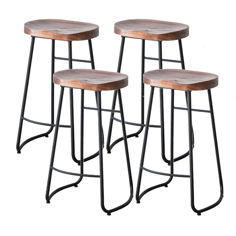 Modern Style Backless Bar-stool Saddle Seat Bar Stool with Metal Legs Walnut 4 Piece Set Clearhalo 'Bar Furniture' 'Bar Stools' 'bar_stools' 'furn' 'furn_bar_stools' 'Furniture' 'furniture_bar_stools' 'Kitchen & Dining Furniture' 4745120