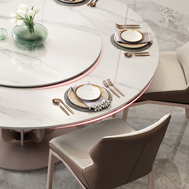 1/4/5/7 Pieces Dining Chairs Set Round Dining Table Set with Sintered Stone Top Clearhalo 'Dining Room Sets' 'Dining Tables & Seating' 'dining_room_set' 'furn' 'furn_dining_room_set' 'Furniture' 'furniture_dining_room_set' 'Kitchen & Dining Furniture' 4745134