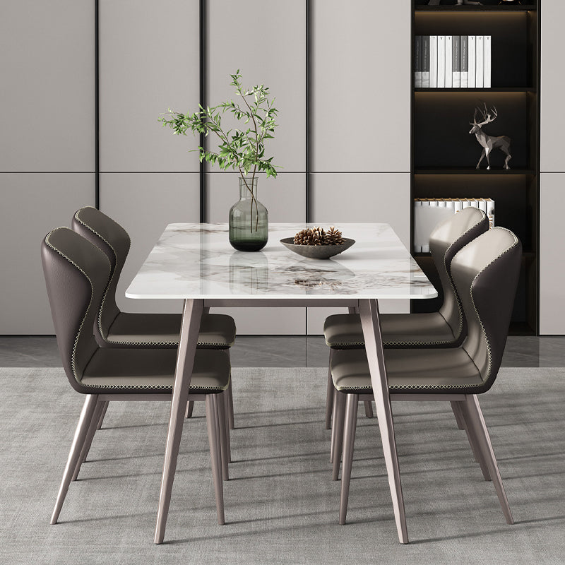 Modern 1/3/4/5/7 Pieces Dinette Set with White Sintered Stone Rectangle Dining Table Set Clearhalo 'Dining Room Sets' 'Dining Tables & Seating' 'dining_room_set' 'furn' 'furn_dining_room_set' 'Furniture' 'furniture_dining_room_set' 'Kitchen & Dining Furniture' 4745182