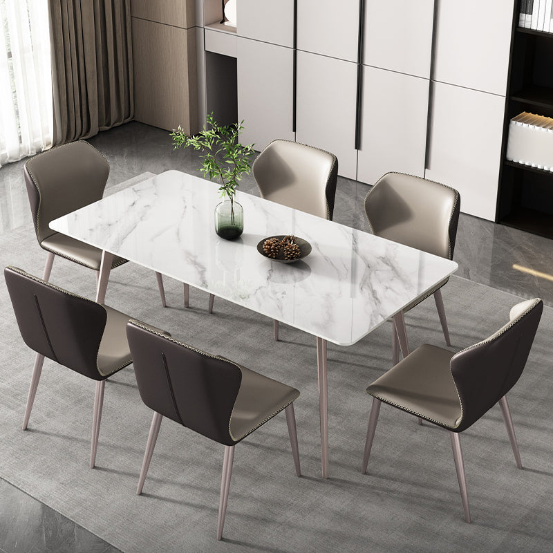 Modern 1/3/4/5/7 Pieces Dinette Set with White Sintered Stone Rectangle Dining Table Set Clearhalo 'Dining Room Sets' 'Dining Tables & Seating' 'dining_room_set' 'furn' 'furn_dining_room_set' 'Furniture' 'furniture_dining_room_set' 'Kitchen & Dining Furniture' 4745183