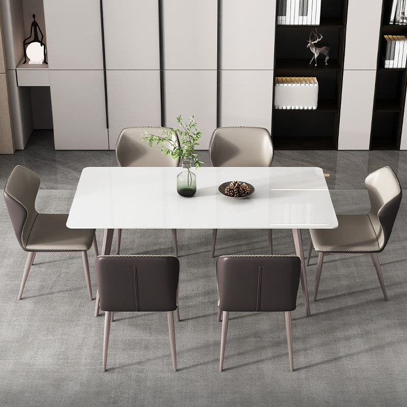 Modern 1/3/4/5/7 Pieces Dinette Set with White Sintered Stone Rectangle Dining Table Set Clearhalo 'Dining Room Sets' 'Dining Tables & Seating' 'dining_room_set' 'furn' 'furn_dining_room_set' 'Furniture' 'furniture_dining_room_set' 'Kitchen & Dining Furniture' 4745184