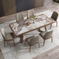 Designer Style 1/4/5/7 Pieces Dining Set Sintered Stone Dining Table with Leather Chairs 7 Pieces: White Table, 6 Chairs Clearhalo 'Dining Room Sets' 'Dining Tables & Seating' 'dining_room_set' 'furn' 'furn_dining_room_set' 'Furniture' 'furniture_dining_room_set' 'Kitchen & Dining Furniture' 4745230