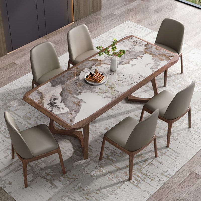 Designer Style 1/4/5/7 Pieces Dining Set Sintered Stone Dining Table with Leather Chairs Clearhalo 'Dining Room Sets' 'Dining Tables & Seating' 'dining_room_set' 'furn' 'furn_dining_room_set' 'Furniture' 'furniture_dining_room_set' 'Kitchen & Dining Furniture' 4745239
