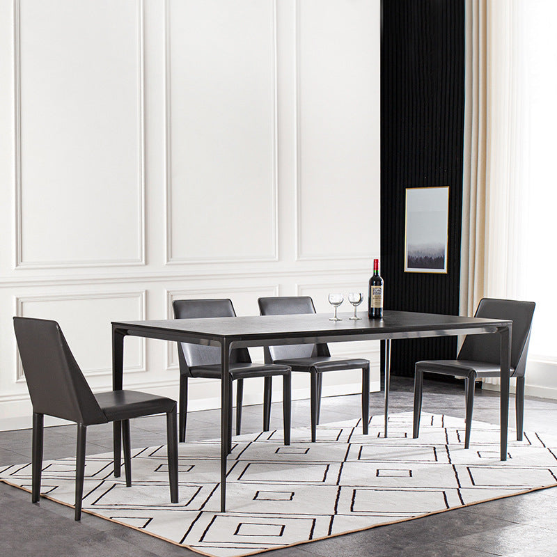 Designer Style 1/4/5/7 Pieces Dining Furniture Set Rectangle Dining Room Table Set 5 Pieces: Table, 4 Grey Chairs Clearhalo 'Dining Room Sets' 'Dining Tables & Seating' 'dining_room_set' 'Furniture' 'furniture_dining_room_set' 'Kitchen & Dining Furniture' 4745249