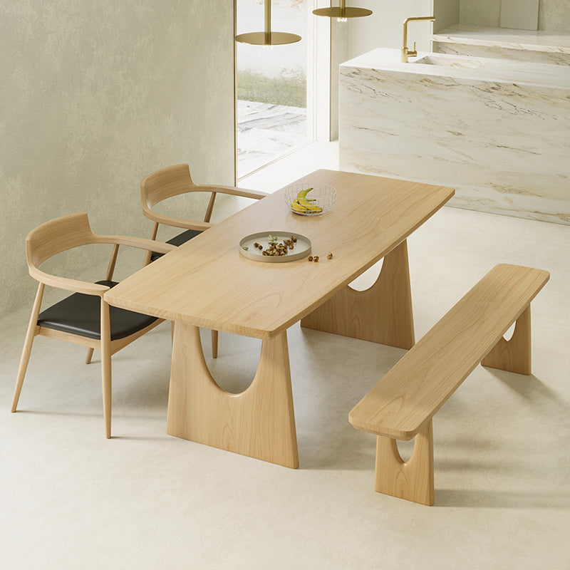 Modern 1/2/4/5 Pieces Dining Set Rectangle Pine Wood Dining Table for Dining Room 4 Pieces: Table, 2 Chairs, 1 Bench Clearhalo 'Dining Room Sets' 'Dining Tables & Seating' 'dining_room_set' 'furn' 'furn_dining_room_set' 'Furniture' 'furniture_dining_room_set' 'Kitchen & Dining Furniture' 4745275