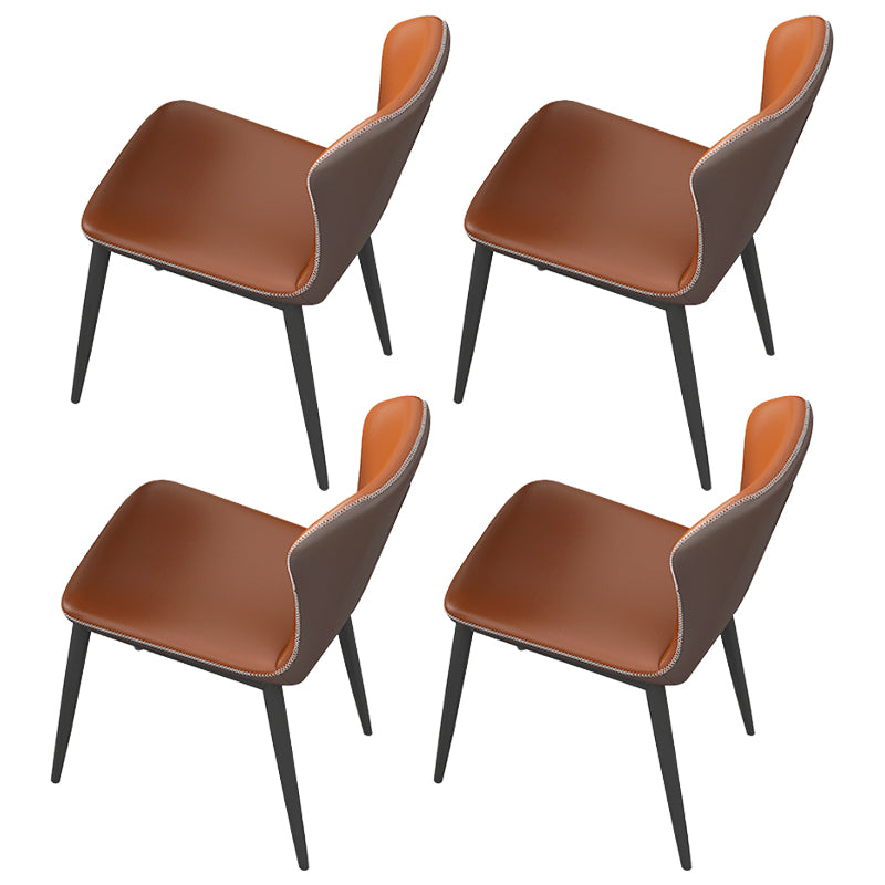 Modern 1/4/5/7 Pieces Dinette Set with White Sintered Stone Top Scalable Dining Table Set 4 Orange Chairs Clearhalo 'Dining Room Sets' 'Dining Tables & Seating' 'dining_room_set' 'furn' 'furn_dining_room_set' 'Furniture' 'furniture_dining_room_set' 'Kitchen & Dining Furniture' 4745318